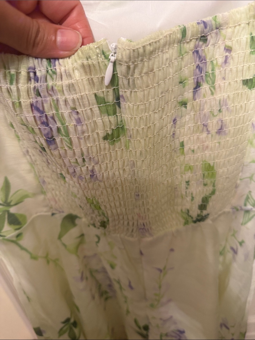 Floral Rhinestone Smocking Midi Dress - Picture 11 of 15